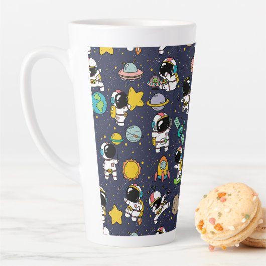Tasse Latte Caricature spatiale astronaute (En situation)
