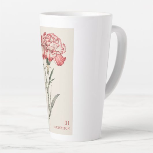Tasse Latte Carnation - Janvier Fleur de naissance (Angle droit)