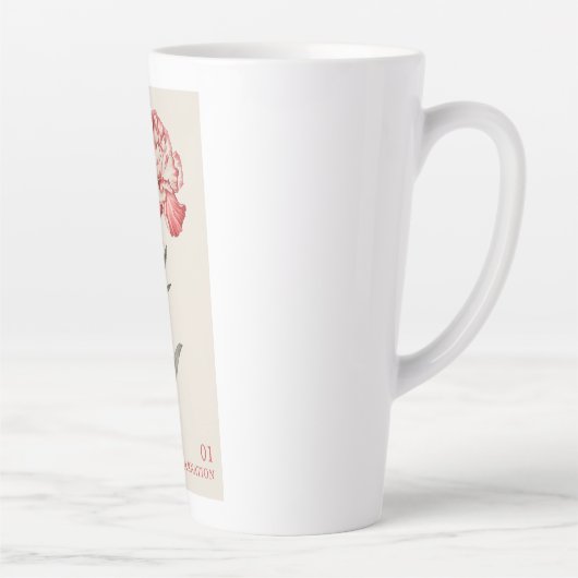 Tasse Latte Carnation - Janvier Fleur de naissance (Droite)