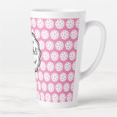 Tasse Latte Carnation Personnalisée Pickleball Rose Et Blanc (Droite)