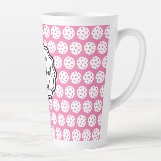 Tasse Latte Carnation Personnalisée Pickleball Rose Et Blanc (Droite)