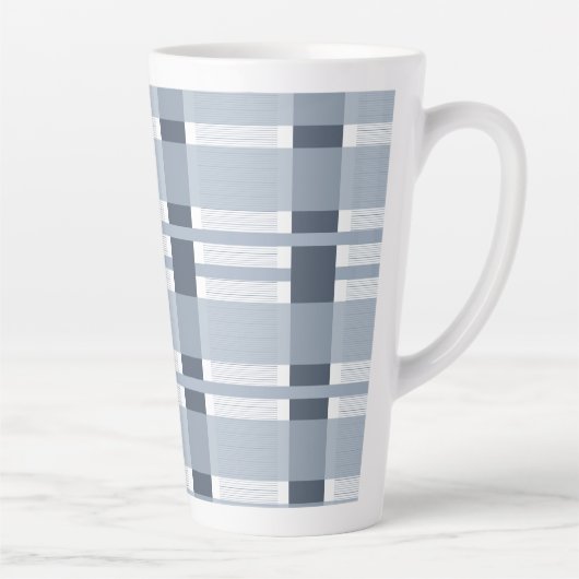 Tasse Latte Carreaux bleus et rayures  (Droite)