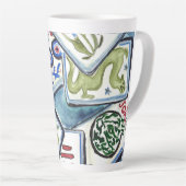 Tasse Latte Carreaux de Mahjong bleu (Angle droit)