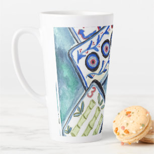 Tasse Latte Carreaux de Mahjong bleu