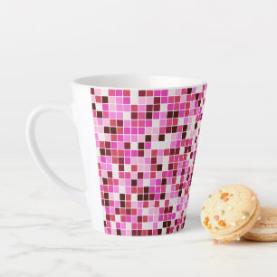Tasse Latte Carreaux de piscine, Carreaux de mosaïque rose, Mo