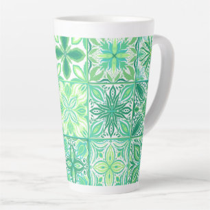 Tasse Latte Carreaux décorés en vert et blanc