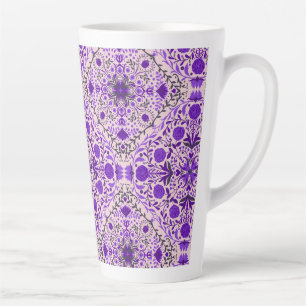 Tasse Latte Carreaux floraux en violet et coton bonbon rose