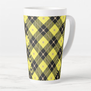 Tasse Latte Carreaux noirs et jaunes de bûcheron