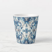 Tasse Latte Carrelage Décor Bleu Et Blanc (Devant)