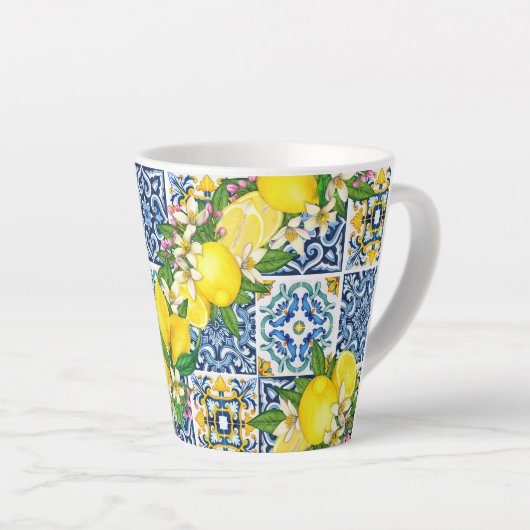 Tasse Latte Carrelage méditerranéen clair Sicilien Citrus Lemo (Angle droit)