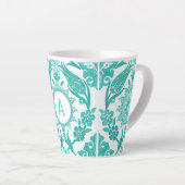 Tasse Latte Carrelage Turquoise et blanc | Monogramme (Angle droit)