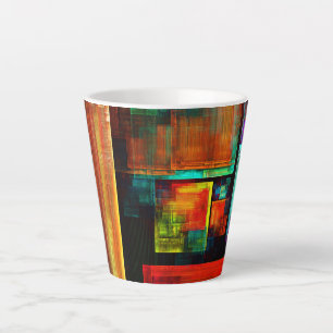 Tasse Latte Carrés colorés Motif d'art Abstrait moderne #04