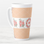 Tasse Latte Carrés et Roses (Angle gauche)