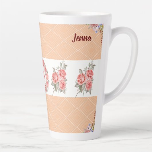 Tasse Latte Carrés et Roses (Droite)