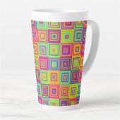 Tasse Latte Carrés géométriques colorés (Angle droit)