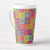 Tasse Latte Carrés géométriques colorés (Angle gauche)