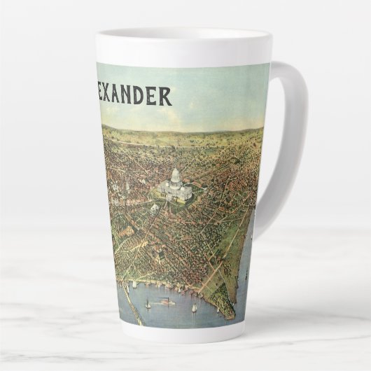 Tasse Latte Carte antique avec une vue panoramique de Washingt (Angle droit)