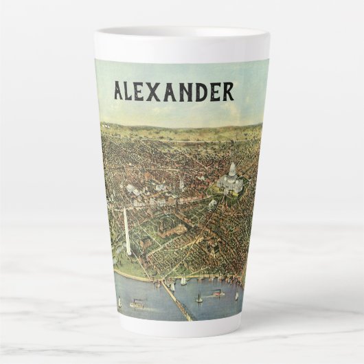 Tasse Latte Carte antique avec une vue panoramique de Washingt (Devant)