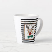Tasse Latte Carte de cerf de Noël rayé noir blanc célébrer (Angle droit)