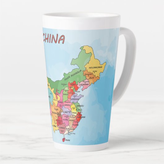 Tasse Latte Carte de Chine (Angle droit)