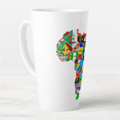 Tasse Latte Carte de l'Afrique avec drapeaux (Angle gauche)