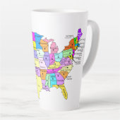 Tasse Latte Carte des États-Unis couverte (Angle droit)