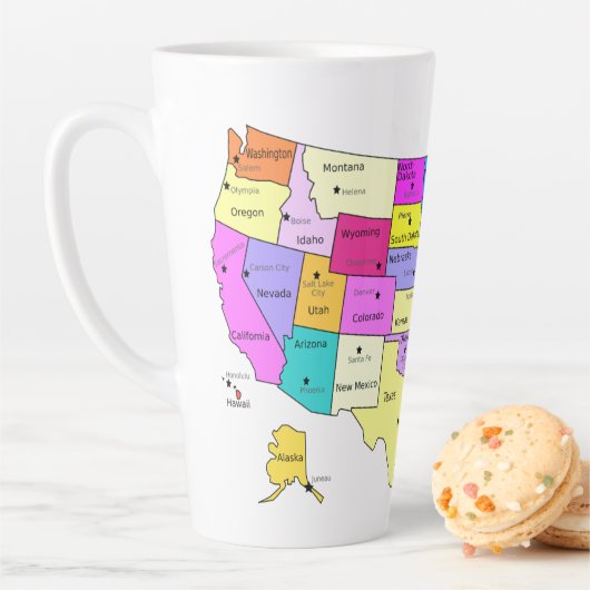 Tasse Latte Carte des États-Unis couverte (En situation)