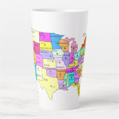 Tasse Latte Carte des États-Unis couverte (Devant)