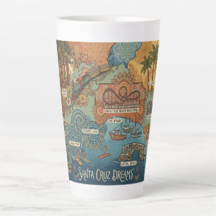 Tasse Latte Carte des rêves de Santa Cruz Californie – Côte vi