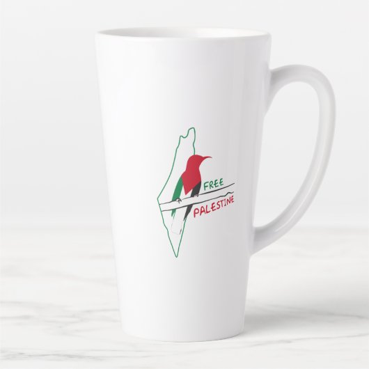 Tasse Latte Carte du drapeau palestinien (Droite)