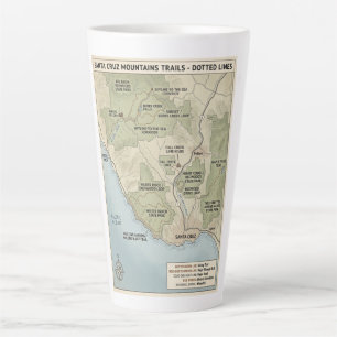 Tasse Latte Carte du sentier de Santa Cruz Californie Redwood 