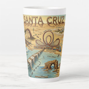 Tasse Latte Carte pop art de Santa Cruz – Repère côtier audaci