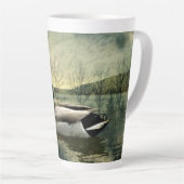 Tasse Latte Carte postale Patinée vintage Mallard Duck (Angle droit)