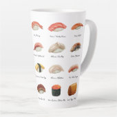 Tasse Latte Carte Sushi Aquarelle (Angle droit)