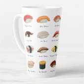 Tasse Latte Carte Sushi Aquarelle (Angle gauche)