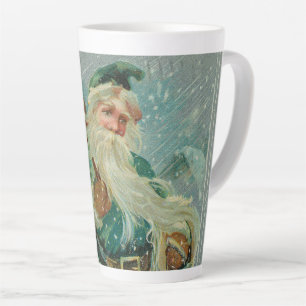 Tasse Latte Cartes de vœux de Noël-Retro Père Noël