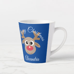 Tasse Latte Cartographie de Noël Cute Reindeer Type de script