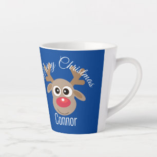 Tasse Latte Cartographie de Noël Cute Reindeer Type de script