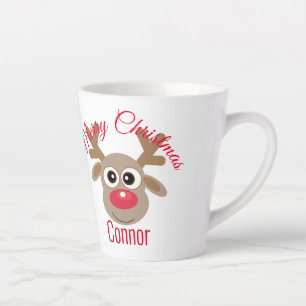Tasse Latte Cartographie de Noël Cute Reindeer Type de script