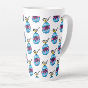 Tasse Latte Cartoon Great Tit with Easter Egg