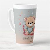 Tasse Latte Cartoon mignon Teddy Lovers Coeurs Saint Valentin (Angle gauche)