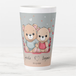 Tasse Latte Cartoon mignon Teddy Lovers Coeurs Saint Valentin