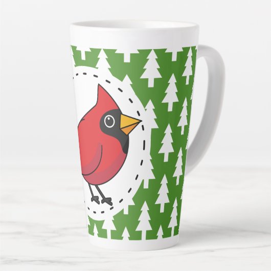 Tasse Latte Cartoon Red Cardinal (Angle droit)