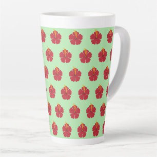 Tasse Latte Cartoon rouge Hibiscus simple