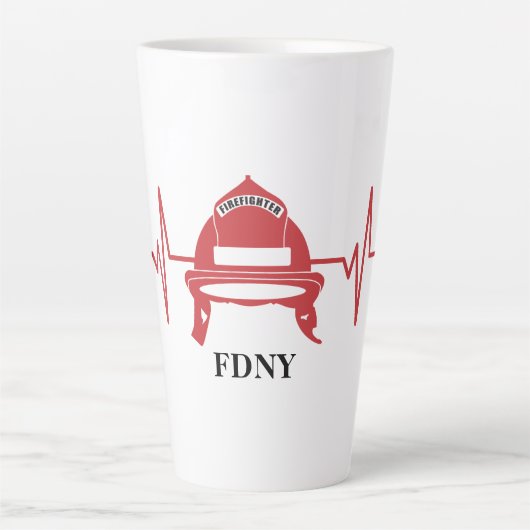 Tasse Latte Casque de pompier Heartbeat personnalisé (Devant)