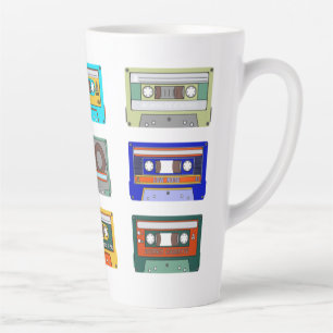 Tasse Latte Cassettes Colorés Rétro Nostalgie des Années 80