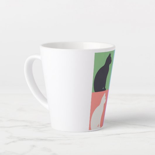 Tasse Latte Cat silhouette colorful (Angle gauche)