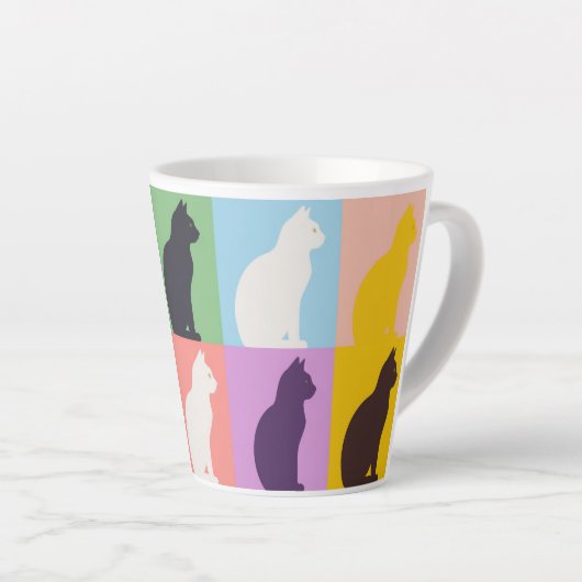 Tasse Latte Cat silhouette colorful (Angle droit)