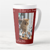 Tasse Latte Cat Snow Globe, Image Names Text, Customize, (Angle droit)