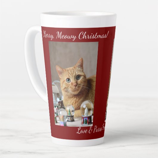 Tasse Latte Cat Snow Globe, Image Names Text, Customize, (Angle gauche)